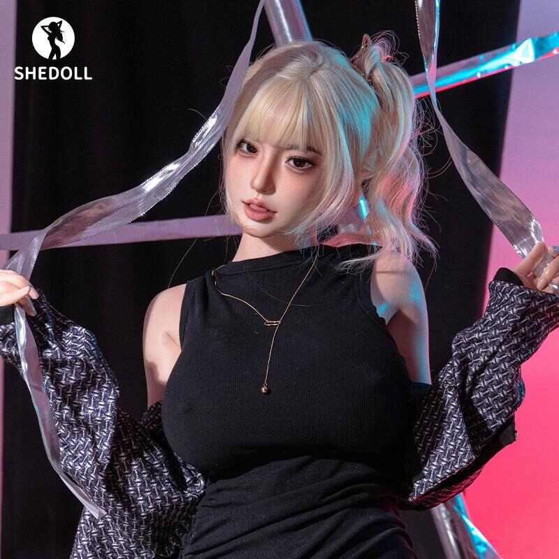 SHEDOLL 白露 163cm電台缪斯 H爆乳高衩黑裙-露肩針織 溫感震顫體 攝影棚專屬藏品